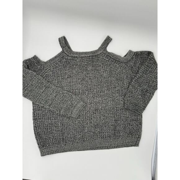 Cozy Casual Women's Cold Shoulder Soft Stretchy Knit Gray Sweater Size M/L #32 - Picture 4 of 4